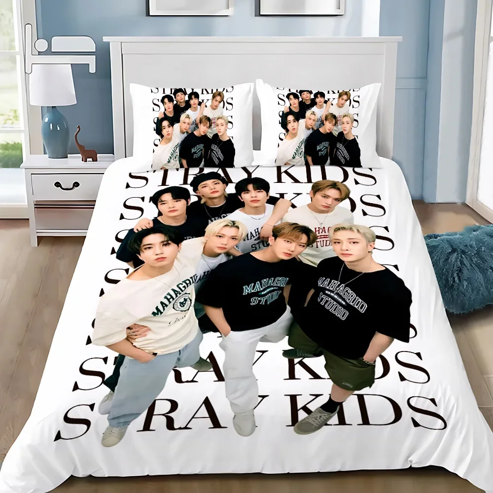 Duvet Cover Pillowcase Bedding Set Cartoon K-Kpop Adult Boy Girl Bedroom Decoration Children Gift S-Strays K-kids Single Double