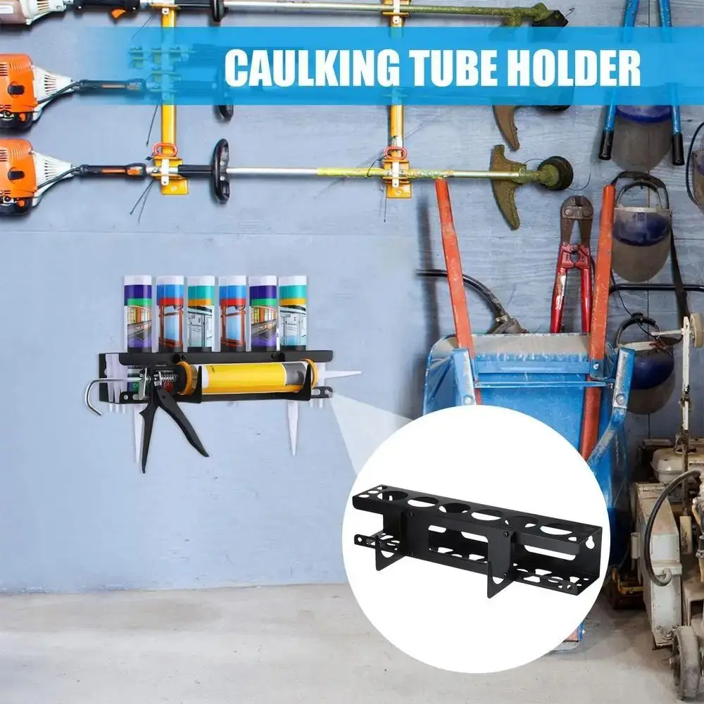 

Wall Mounted Caulk Tube Holder Sturdy Wear-resistant Metal Grease Tube Rack Multiple Holes Large Capacity Sealant Organizer Rack