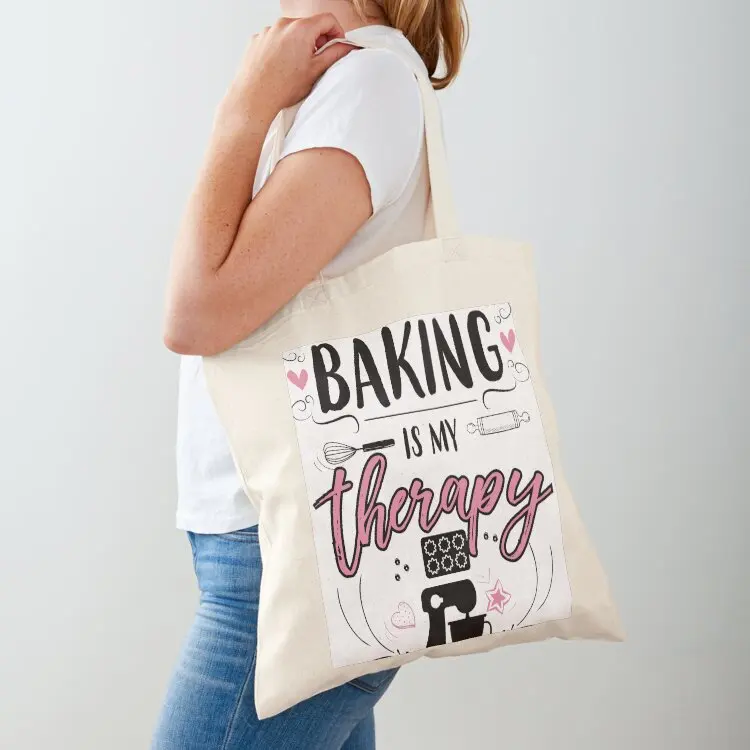 

Baking Is My Therapy Tote Bag cute pouch bag shopping trolley bag tote bags aesthetic Canvas
