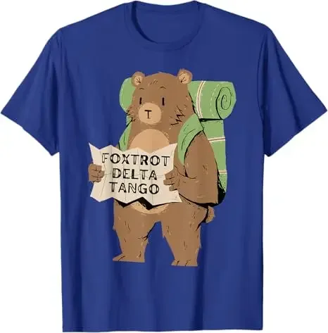 

Foxtrot Delta Tango Bear Graphic Tee Men's Breathable Cotton Round Neck T-Shirt