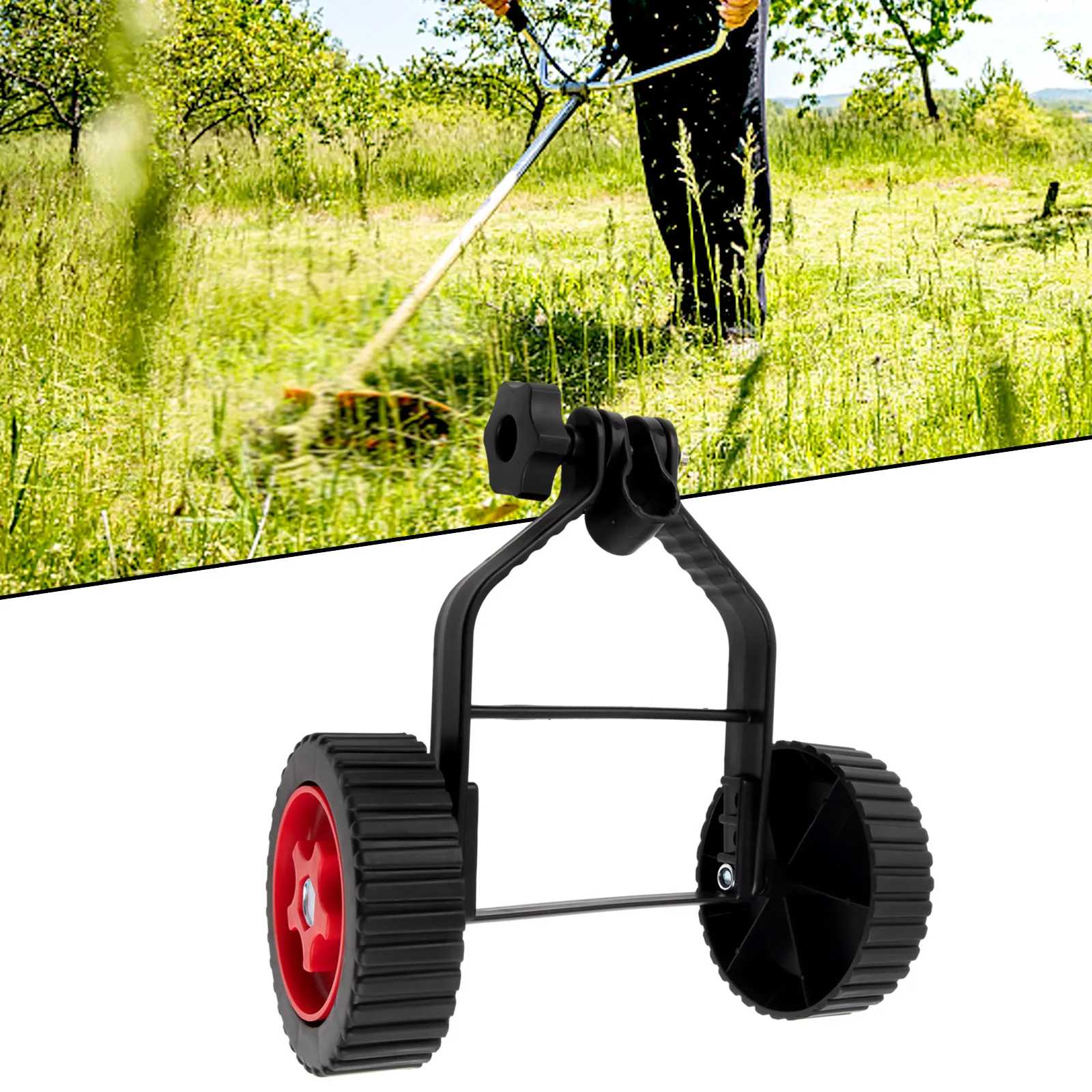 Support Wheel Set for String Trimmer Grass Eater Cutter with Adjustable Height via Three Position Bracket and Frame