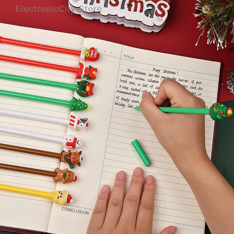 

5-30Pcs Cartoon Santa Claus Snowman Black Ink Writing Pen Mixed Christmas Gel Pen Student Stationery Supplies Kids New Year Gift