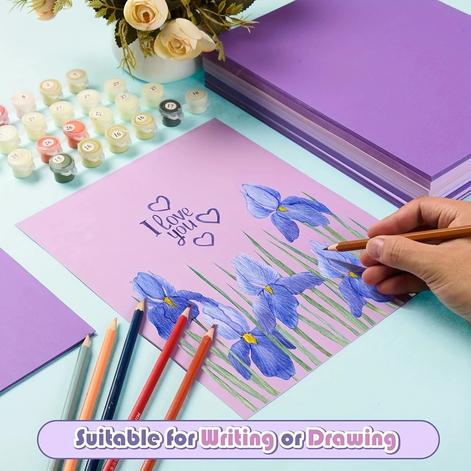 15 Sheets Assorted Purple Cardstock Printable A4 Color Paper 230gsm Suitable for Scrapbooking Card Making DIY Art Craft Supplies