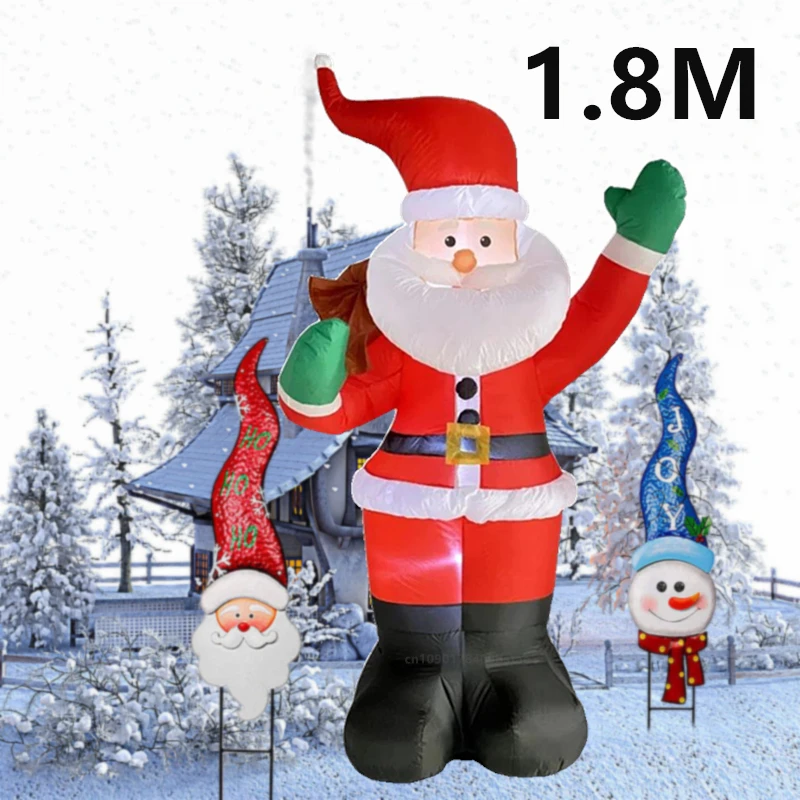 

1.8-meter Christmas inflatable Santa Claus with built-in LED lights, inflatable outdoor decorationsChristmas giftsparty props