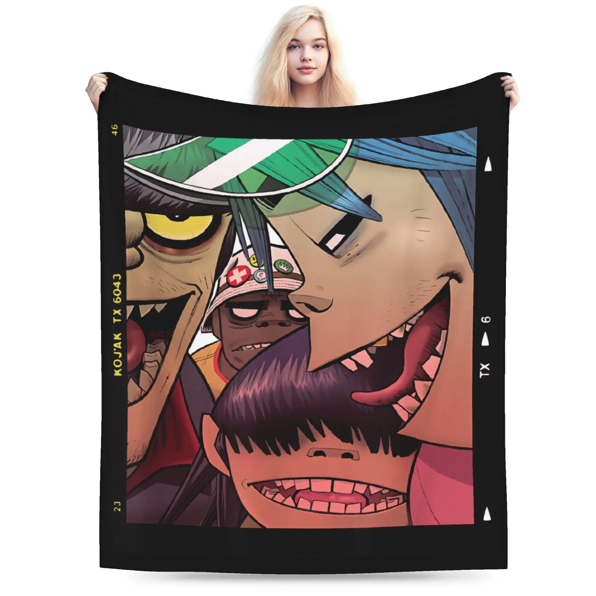 Polaroid Slide Gorillazs Blanket  Airplane Travel Flannel Throw Blanket For Couch Chair Soft Warm Quality Bedspread Gift Idea