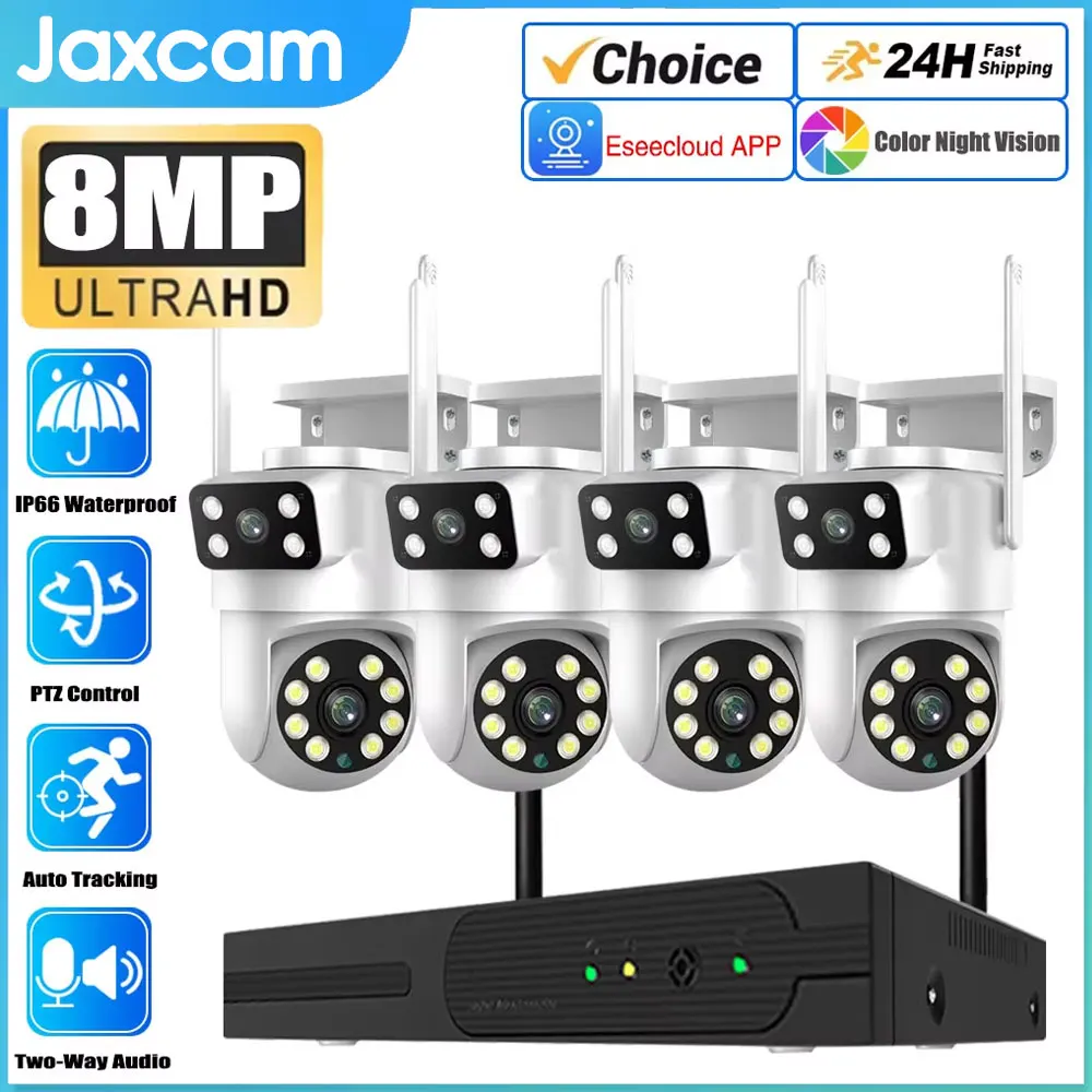 

8MP Dual-Lens PTZ Wi-Fi Security System with 16CH 5MP NVR, Outdoor Auto-Tracking CCTV Surveillance Kit EseeCloud APP