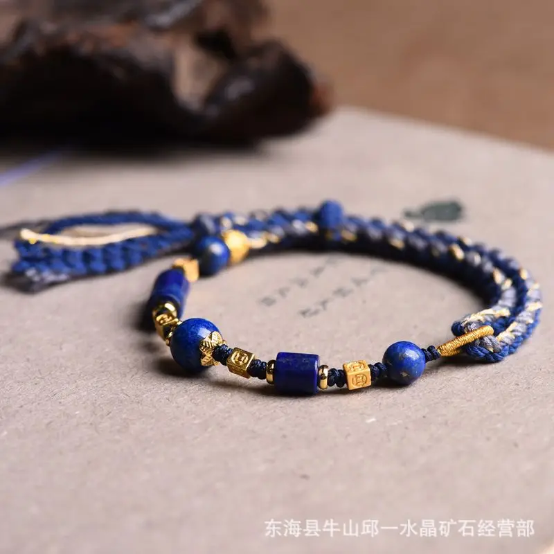 

Hand Braided Lapis Lazuli Minimalist Ethnic Modern Oriental Cultural Artistic Adjustable Long Lasting Bracelet for Women Gift
