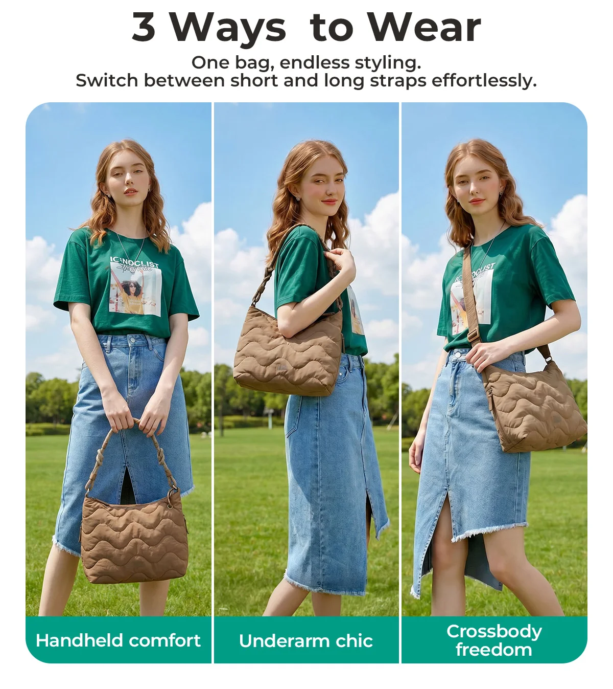 BAGSMART Damen-Umhängetasche, leichte Umhängetasche aus weichem Stoff, Handtasche mit mehreren Taschen, für Schule, Arbeit, Freizeit – Detail 11