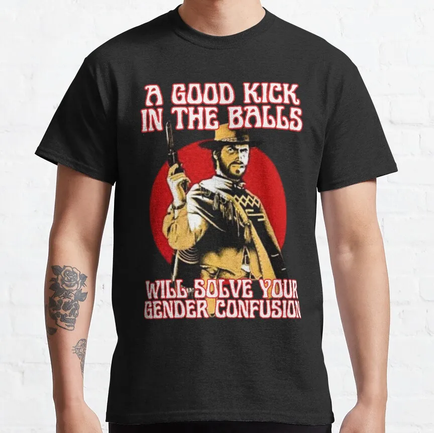 

Funny The Good The Bad and The Ugly Spaghetti Western Cowboy movie graphic t shirts Clint Eastwood Retro films Large size tops