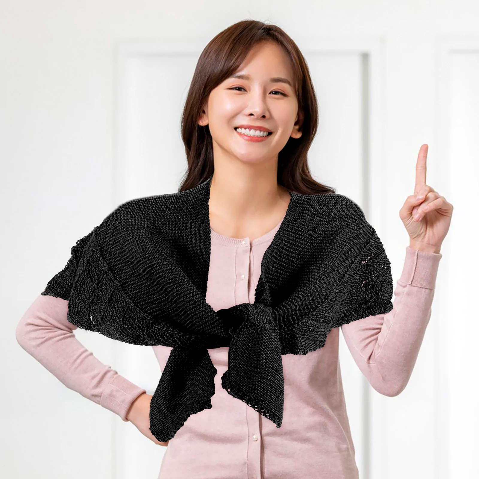

Knitted Shoulders Air-conditioned Room Shawl Detachable Fake Collar Cardigan Wraps Neck Half Top Blouse Shirt Sweater