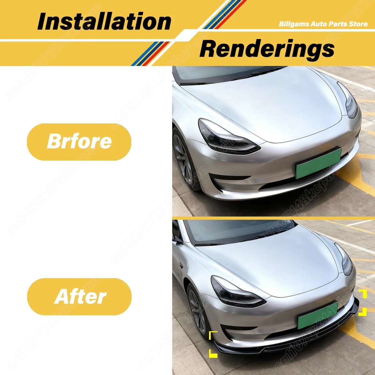 For Tesla Model 3 MP Style 2017 2018 2019 2020 2021 2022 2023 2024 2025 Car Front Bumper Splitter Board Decoration Accessories view 2