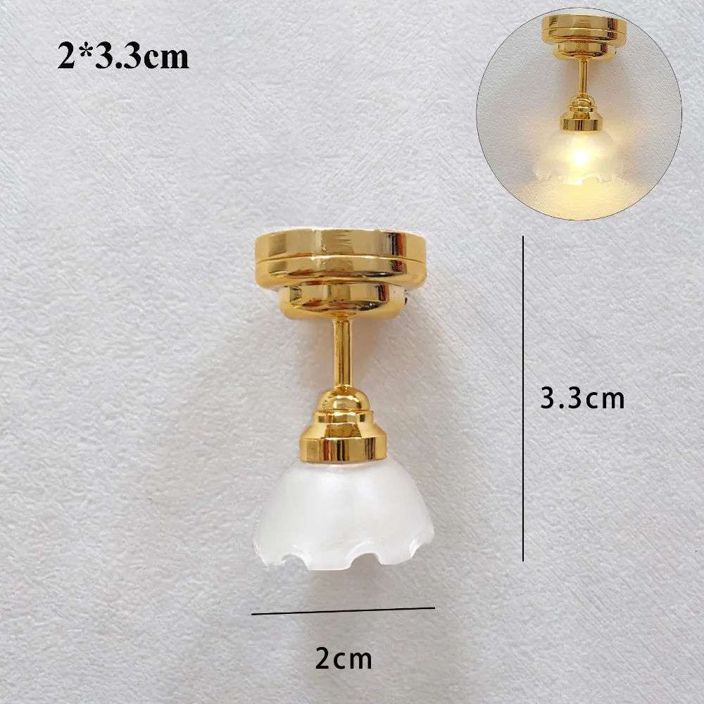 

New 1:12 Dollhouse Colored Glass Lamp 7 Styles Mini Ceiling Lamp Chandelier DIY Lighting Model Doll House Accessories