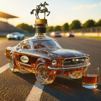 Hot Sale Modern Design Auto Whiskey Bottle Transparent Whisky Bottle Police Small Car Shaped Pattern Seal Empty Glass Decanter