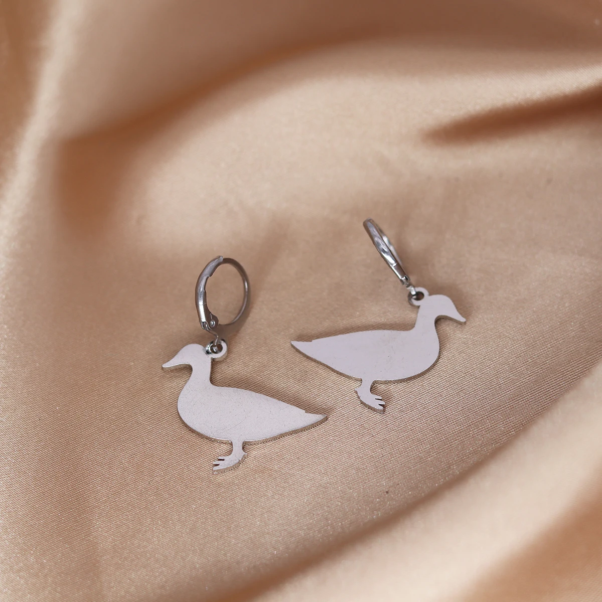 CHENGXUN Stainless Steel Angel Wings Earring Animal Hoop Earrings Charm Horse Farm Goat Bird Geometric for Women Party Jewelry