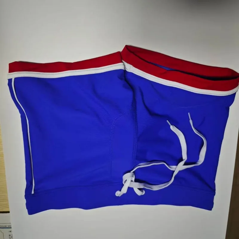 2026New new men's foreign trade solid color long boxer swimming pants with simple color matching with cup seaside beach -1 206-1
