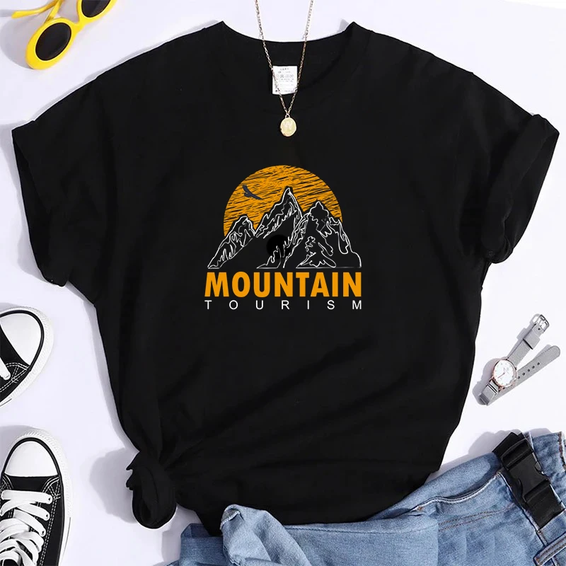 

Mountain Cool Letter Print T-shirt Unisex Fashion Casual Cotton T-shirts Summer Short Sleeve T Shirts Streetwear Women T Shirts