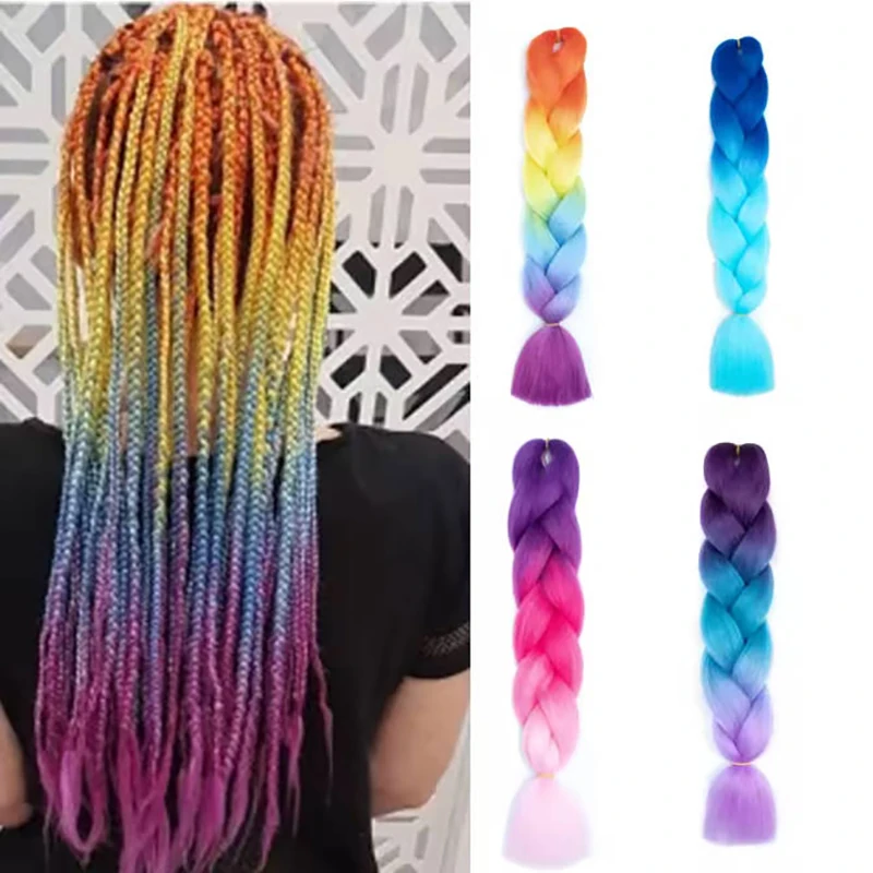 Colorful Hair for Braids Synthetic Braiding Hair Extensions for Girls Jumbo Braid Hair for Crochet Box Expression Braiding Hair