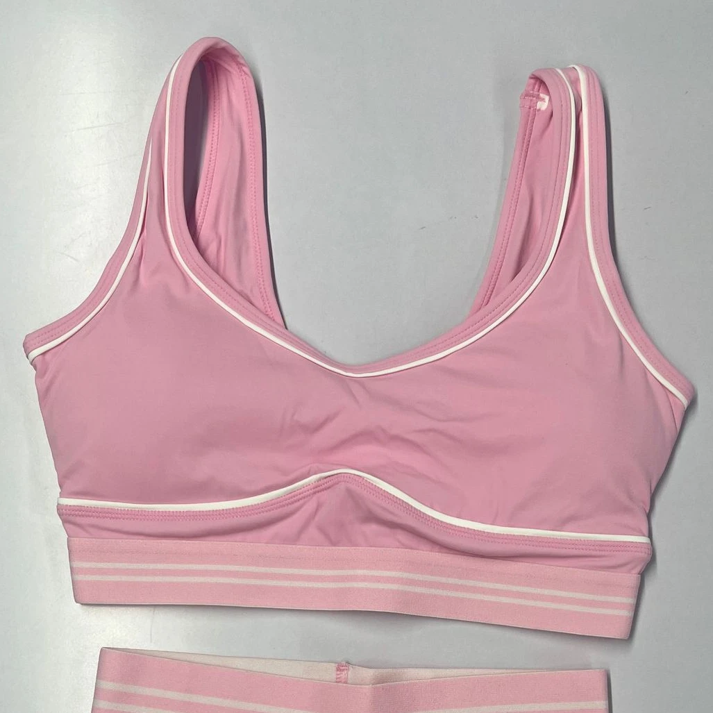 Damesondergoedlijn Contrastkleur Nude Shorts Set Beauty Back Pullover Strakke sportkleding Dames Gym Sport Fitnesskleding