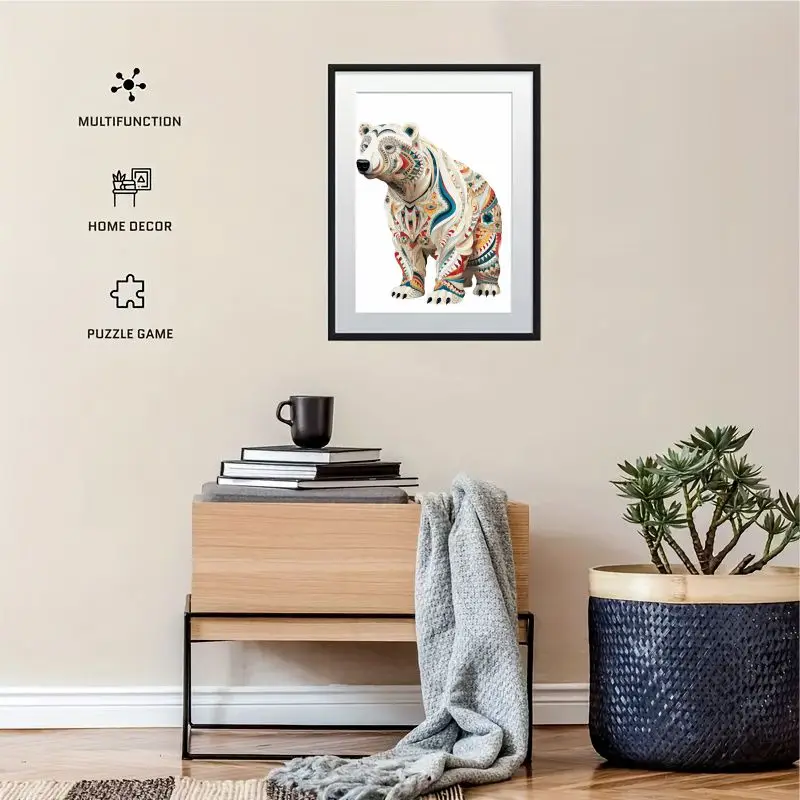 Puzzles en bois d'ours polaire pour adultes et adolescents, puzzle en bois naturel en forme d'animal, meilleur cadeau de Noël et jeux familiaux Puz magique