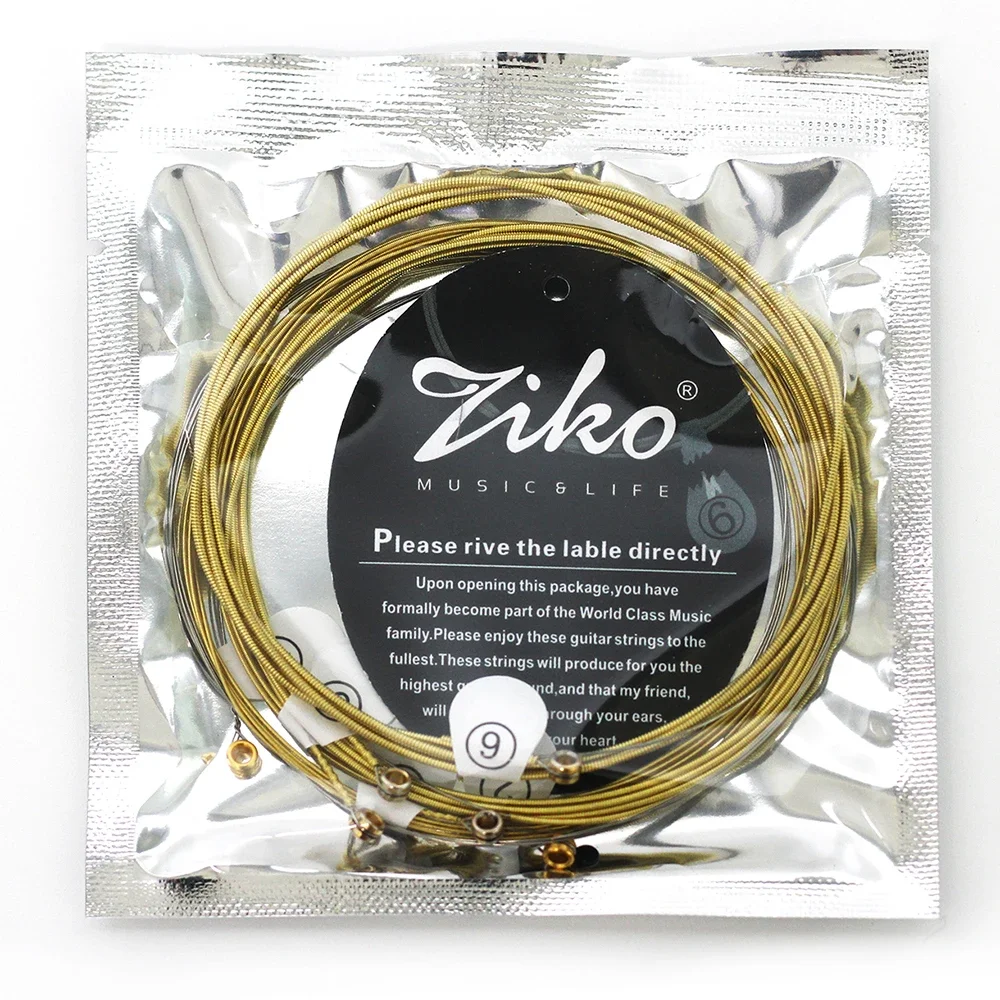 ZIKO DCZ-011 Acoustic Guitar Strings Brass-Wound Carbon Steel Hexagonal Alloy CoreDurability for Folk Fingerstyle Strumming