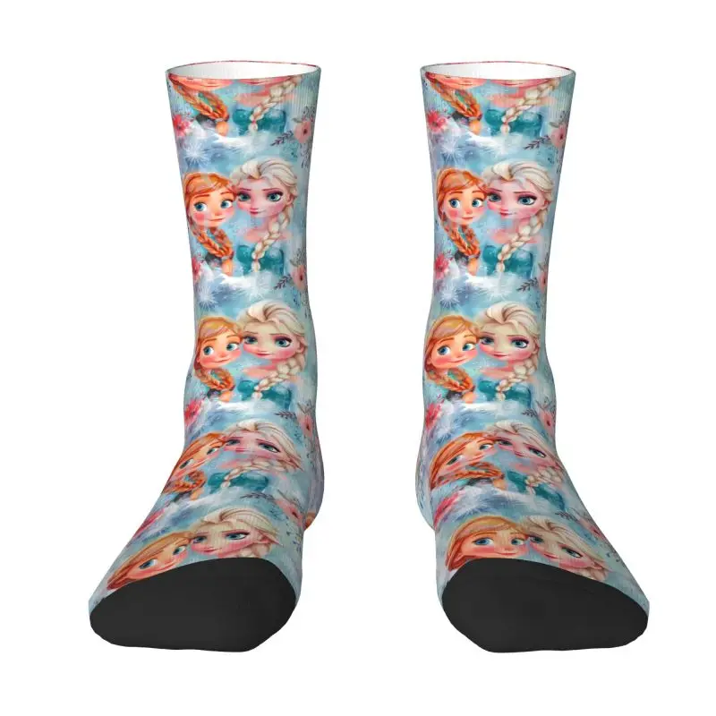 Custom Frozen Elsa Olaf Seamless Men Women Crew Socks Unisex Fun 3D Print Dress Socks