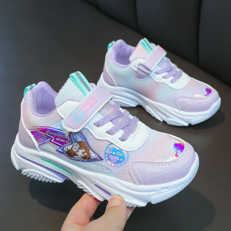 Scarpe sportive da principessa per bambini, Sneakers estive traspiranti per ragazze