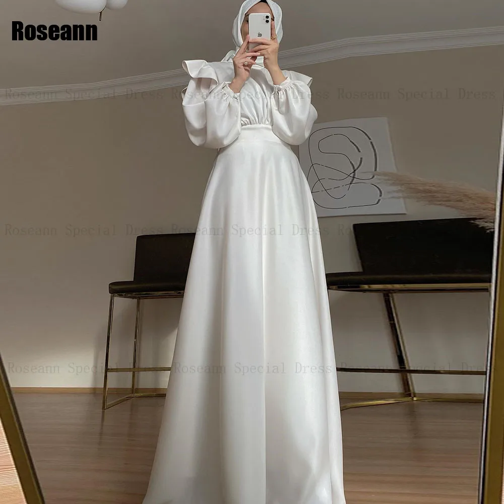 Muslim High Quality Ivory A-line Wedding Dresses Draped Pleat Belt Ruffle Brush Train Floor Length Bride Dress robe de mariée