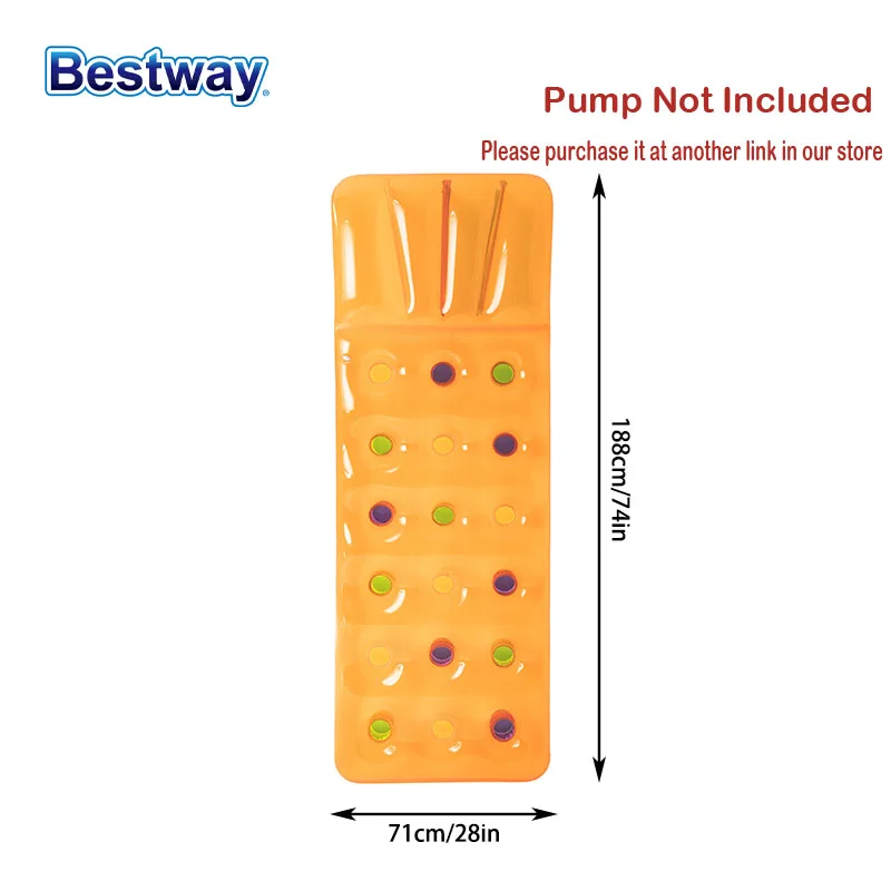 Bestway 43014 Espreguiçadeira flutuante tricolor para piscina de banho de sol, rede flutuante de água em PVC, espreguiçadeira flutuante, sofá de água, almofada de praia