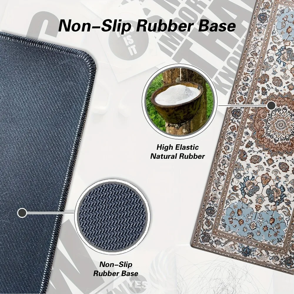 Blauer und brauner Reis, Goldtürkis, persisches Design, Mauspad, Gummi, rutschfest, für Computer, Desktop-Pads, dicke Tastatur, PC-Zubehör