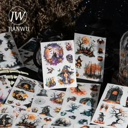 JIANWU Gothic Siege Series Vintage Dark Halloween Material Collage PVC Transfer Sticker Creative DIY Journal Stationery