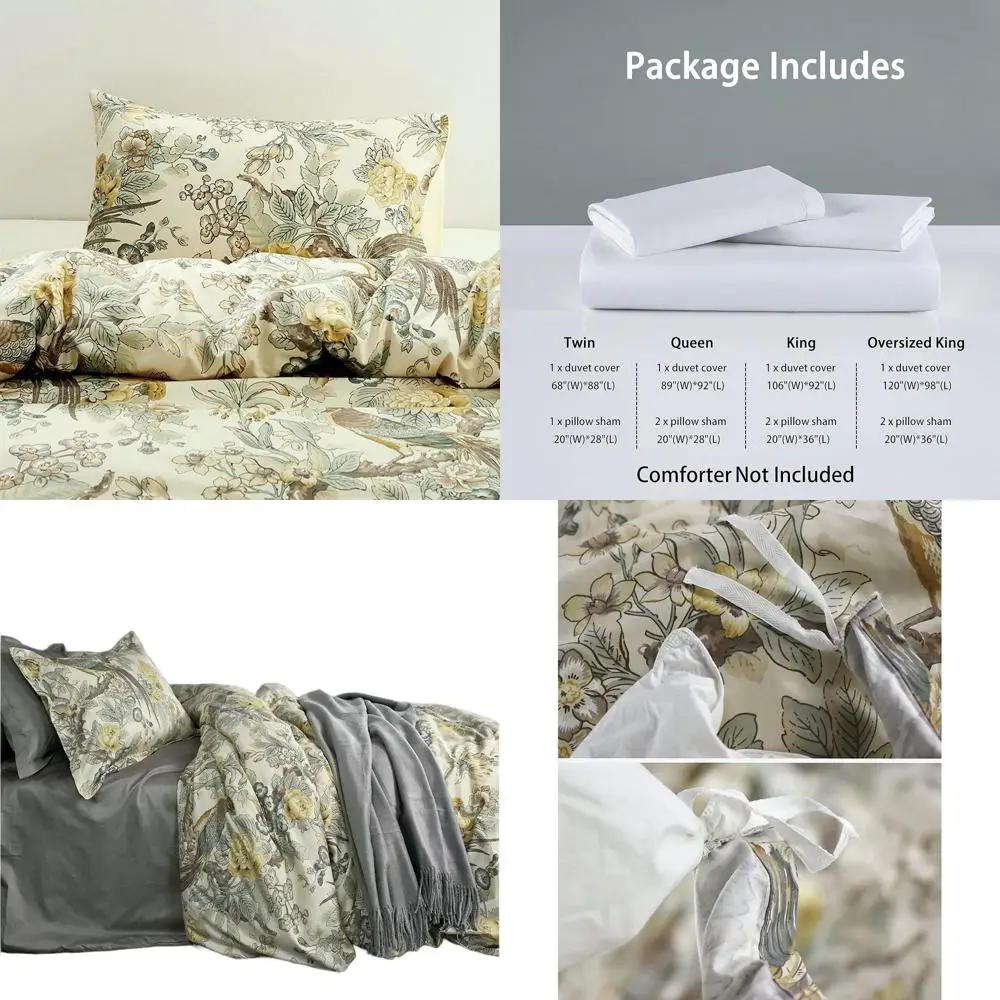 

Винтажный комплект пододеяльников с цветочным принтом павлина и ботаническим садом, желтый двойной размер, хлопковое постельное белье из трех предметов с длинными штабелями
