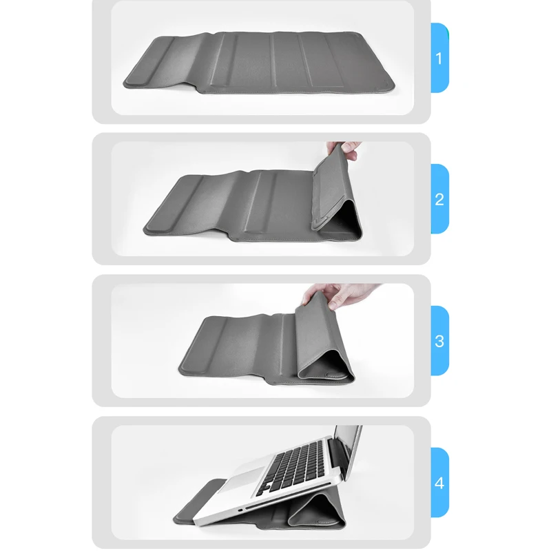 Dormin Foldable Laptop Sleeve Convertible into Stand Case for MacBook Pro/Air 13.3-14.2 & 14.2-16 Inch Portable Protective Cover