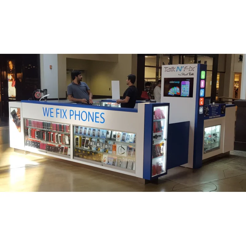 （customized）High End Mobile Phone Repair Shop Furniture Cellphone Accessories Display Showcase 3d Design Cell Phone Kiosk