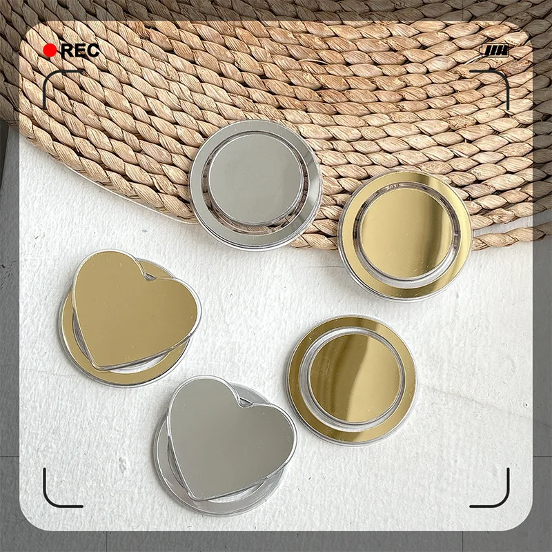 Simple Round Heart Mirror Magnetic Phone Airbag Stand with Stretchable Magsafe for Iphone 17 Samsung S26 Grip Tok Holder Bracket