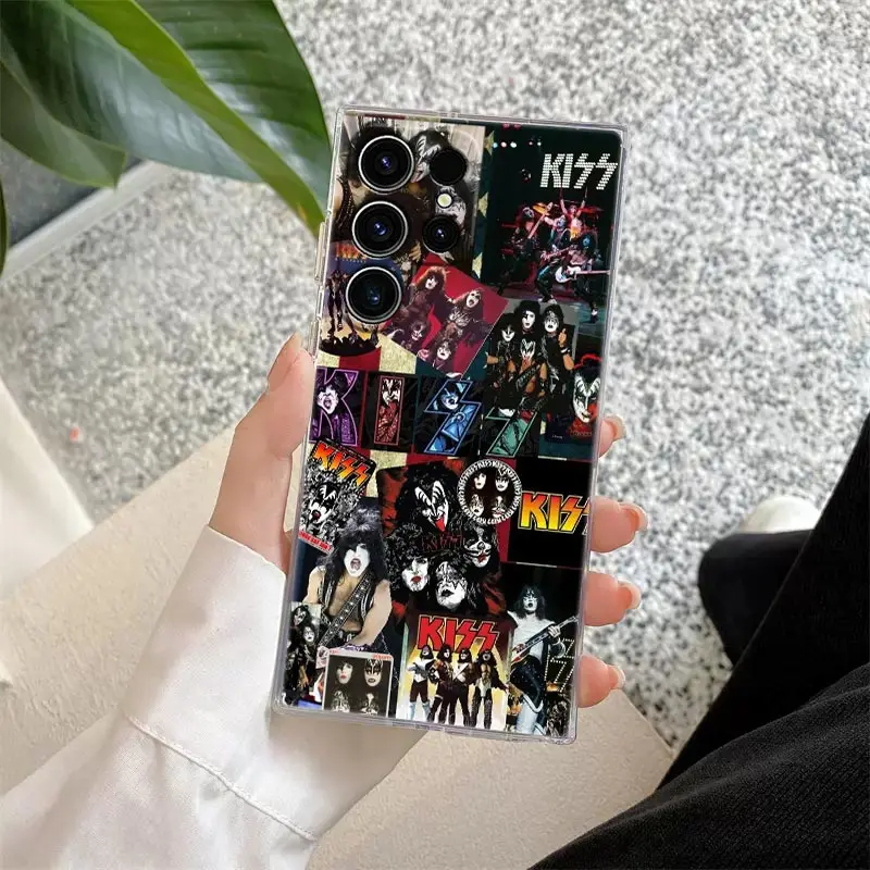 Capa de Telefone Kiss Band para Samsung, Capa Transparente, Banda de Rock, S24, S23, Ultra 5G, S22, S20, S10 Plus, S21, FE, Galaxy S24Ultra