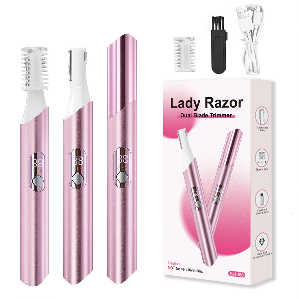 Portable Electric Eyebrow Trimmer Shaver, Waterproof Rechargeable Women Hair Remover Epilator For Eyebrows, Arms, And Legs
