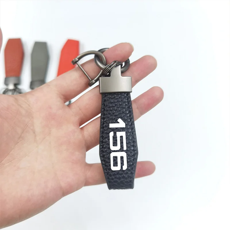 

Genuine Leather Lanyard Keychain Men Women Square Car Key Ring Holder For Alfa Romeo 156 Car Accessorie Solid leather interior