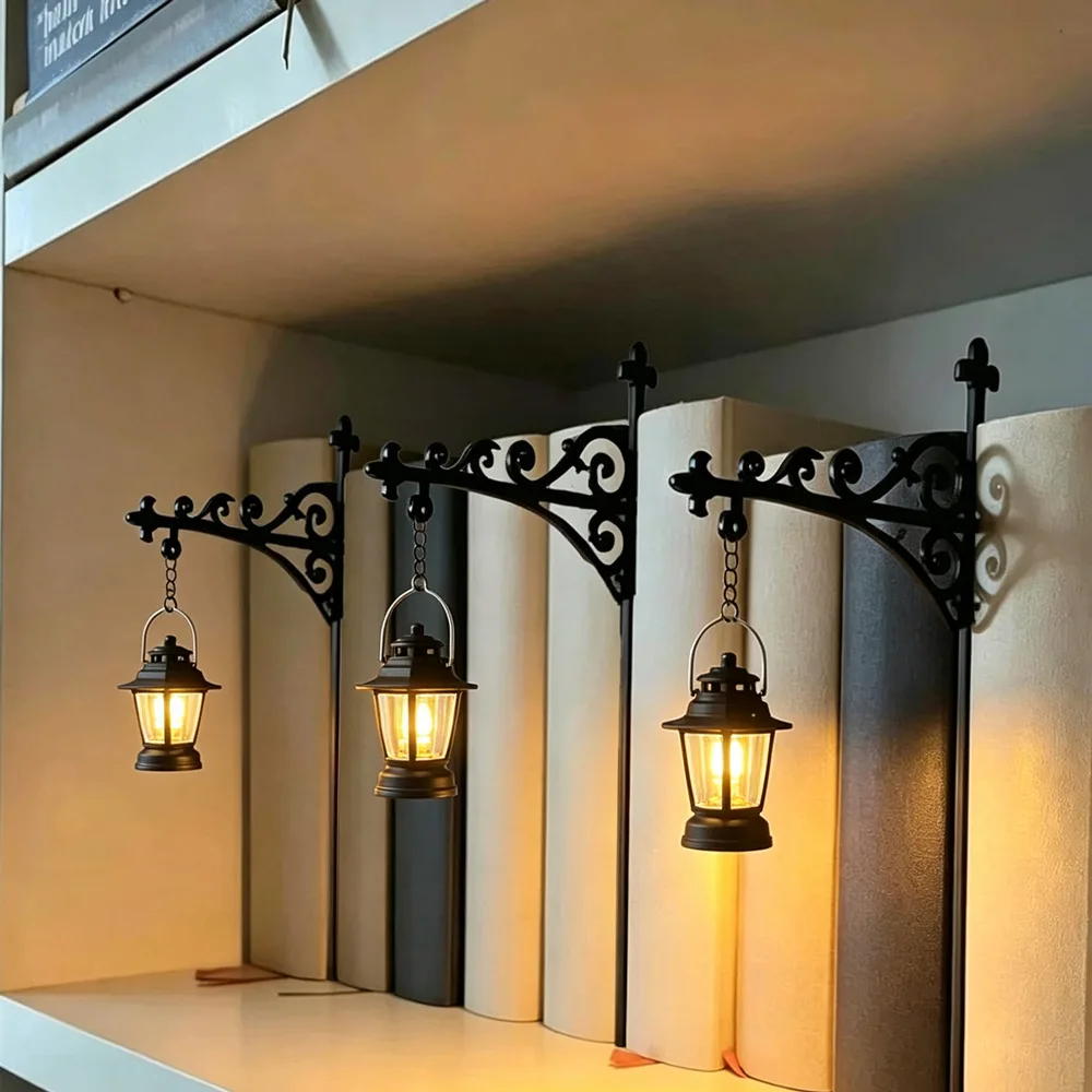 Library Lantern Decorative Bookshelf Lamp Mini Bookcase LED Night Light Book Nook Decor Reading Lamp Gift for Bookworms