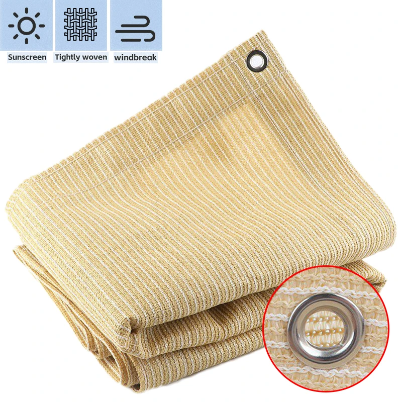 

Thicken Beige Outdoor Patio Sunshade Net Balcony Terrace Sun Shelter Backyard Pergola Sun Protection Canopy Anti-UV Shading Net