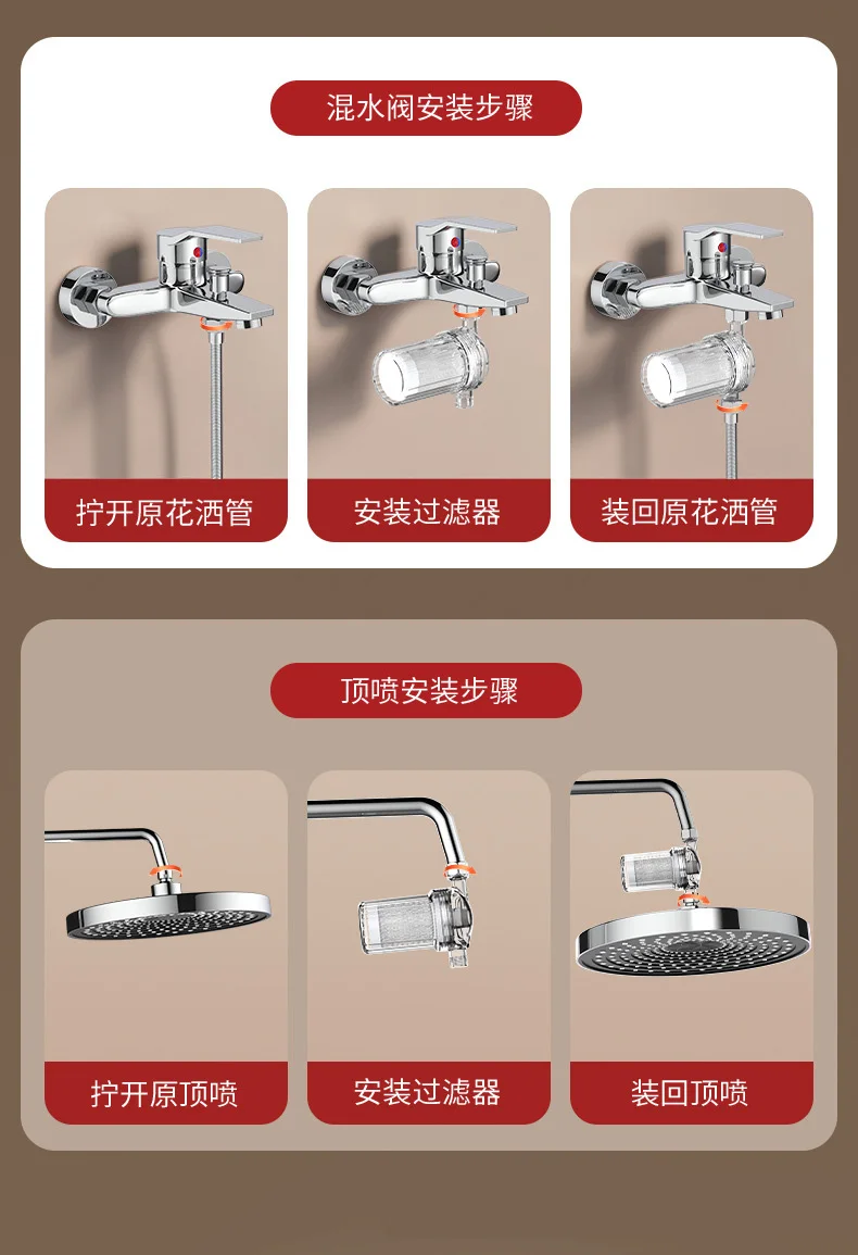 1PC Purifier Output Universal Shower Filter Activated Carbon Shower Filters Soften Water Purification Kitchen Bathroom Fittings view 6