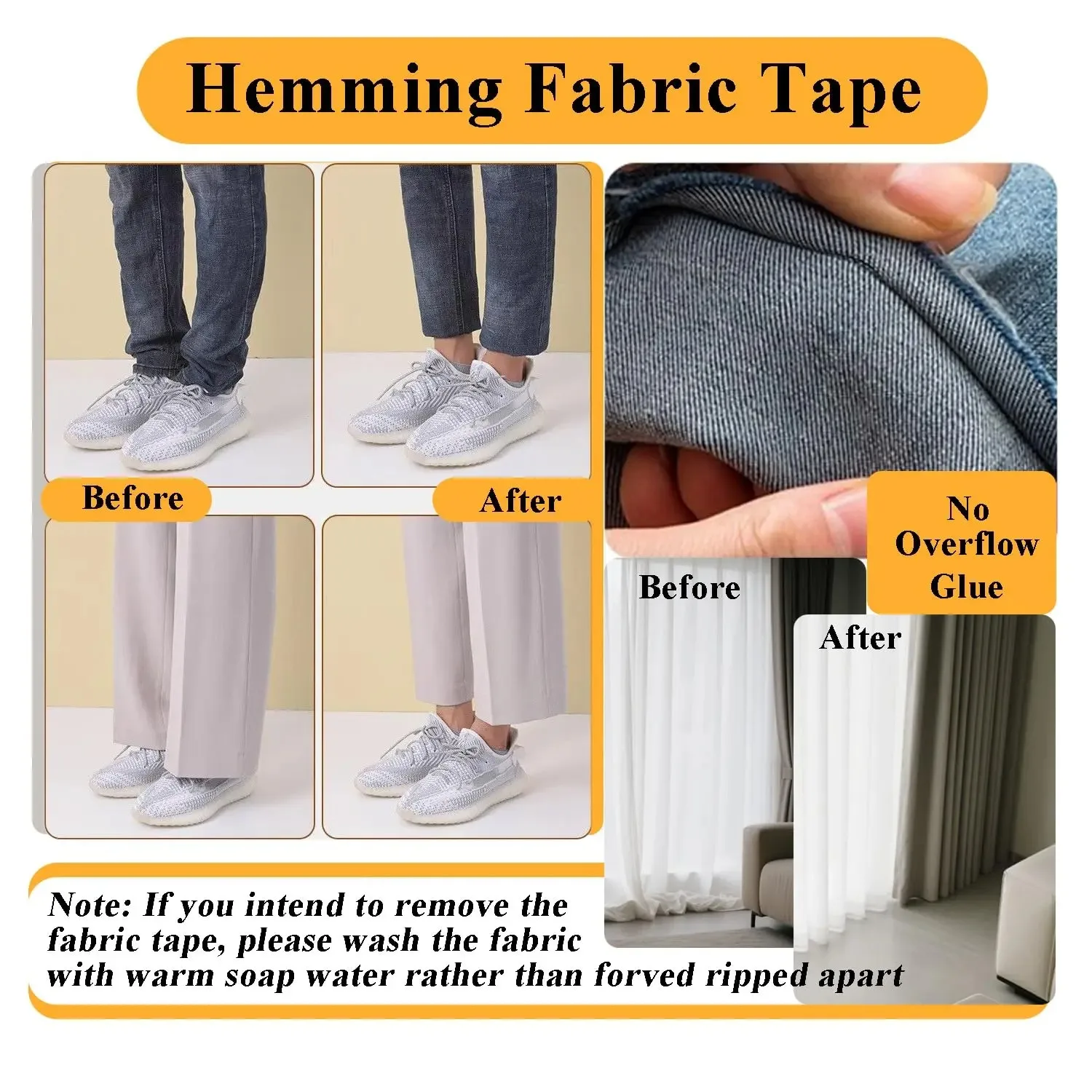 No Sew Hem Tape for Jeans and Pants 10m
