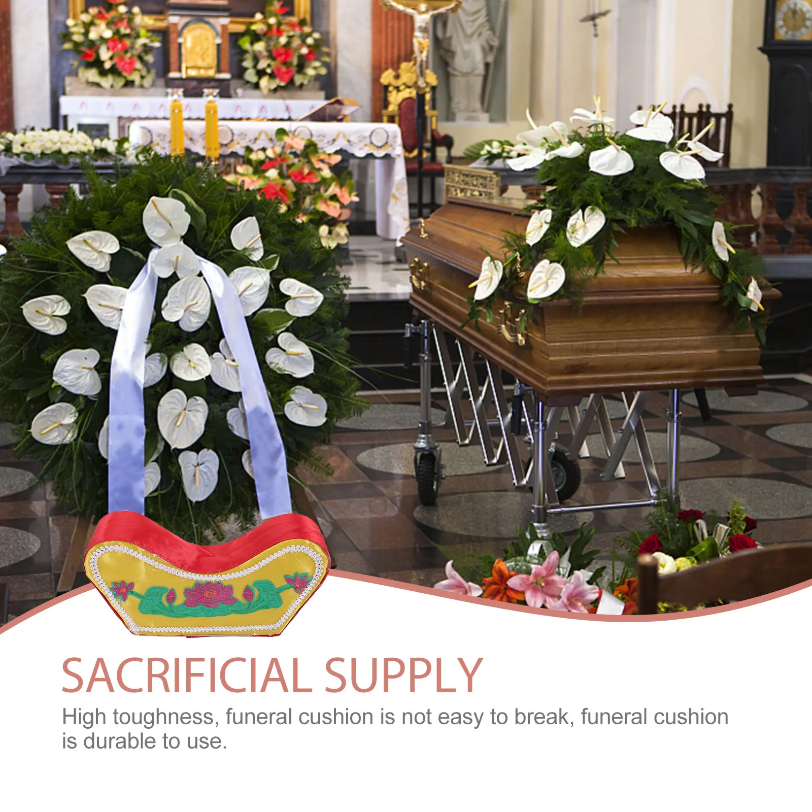 

2pcs Funeral Foot Cushion Head Pillow for Dead Person Coffin Cloth Accessory Sacrificial Supply Durable Portable