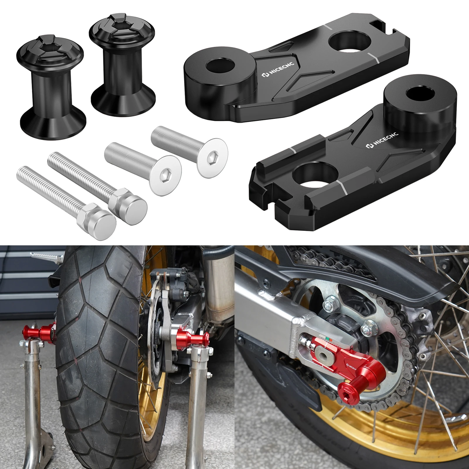 Motorcycle Swingarm Slider Spools Chain Tensioner Adjusters for Honda CRF1100L Africa Twin/Adventure Sports 2020-2024 2025 2026
