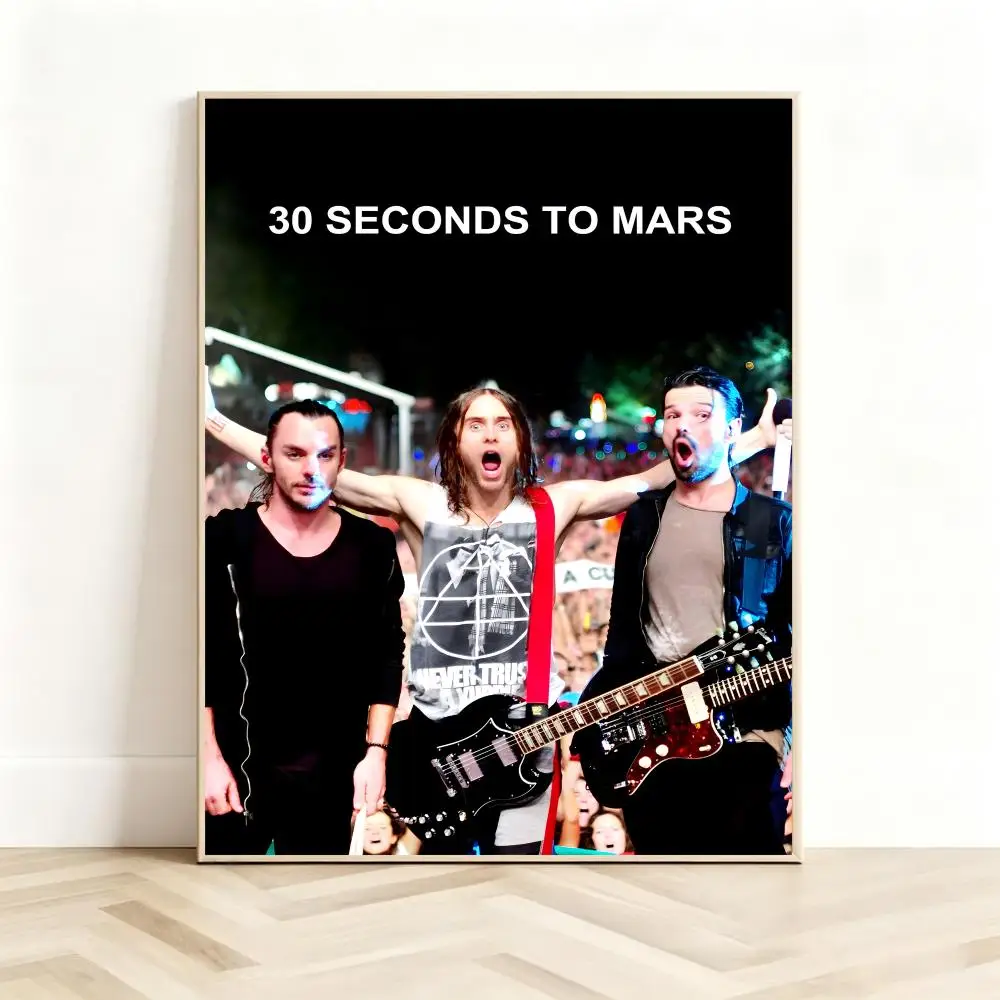 Alternative Rocker T-Thirty Seconds To Mars Poster Classic Self-Adhesive PP Wall Sticker for Living Room Bar Decor Gift