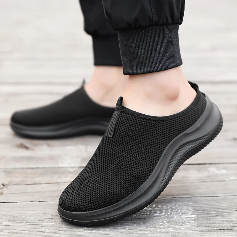 

Men Flat Slip-On Half Slippers Running Shoes Men Plus Size Sport Shoes Lightweight Comfortable Breathable Walking Sneakers Men