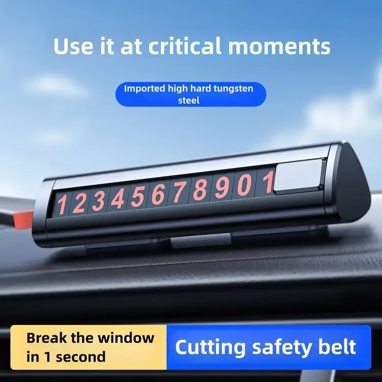 Mini martello di sicurezza 3 in 1 Martello di sicurezza per auto con targa completamente in metallo 3 in 1 con targa