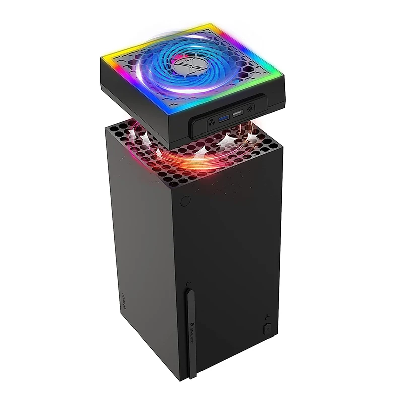 

New XSX Cooling Fan 3-Speed Adjustable Cooler + Colorful LED Light + 2USB Ports for Xbox Series X Game Console Host Accessories