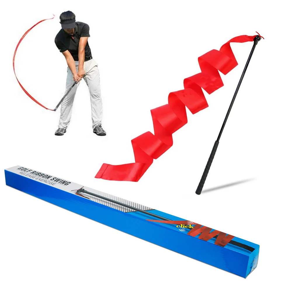 

KOFULL Portable Golf Swing Trainer with Red Ribbon Golf Accessories Golfer Gesture Correction Auxiliary Training Practice