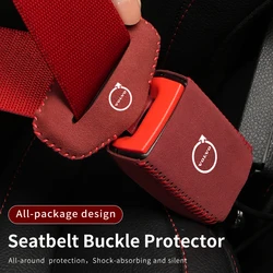 Fur Leather Car Seatbelt Buckle Base Protective Cover For Volvo XC40 XC60 XC70 XC90 C30 C70 S60 S80 S90 T6 V40 V50 V60 V70 V90