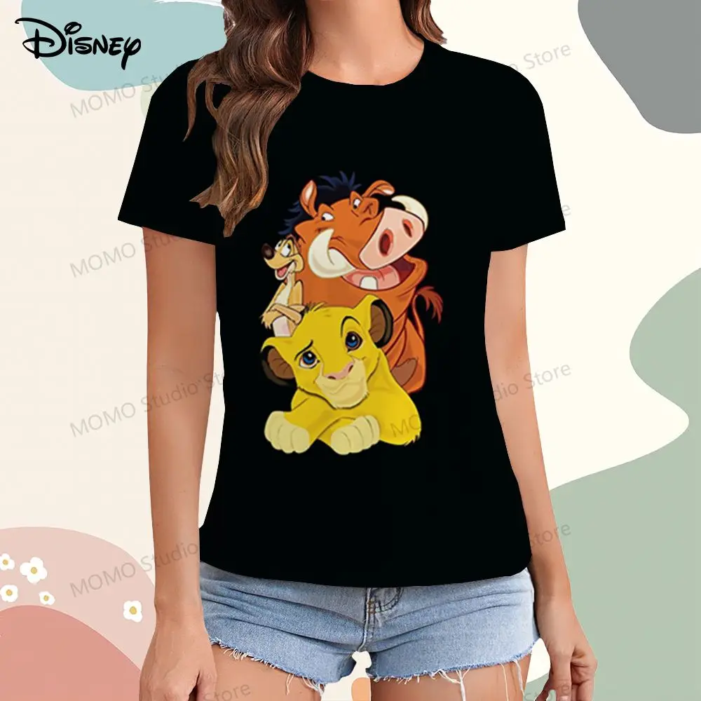 Simba Disney The Lion King T-shirt Women\'s Leisure XS-3XL O Neck Summer Short Sleeve Tee T-shirts Youthful Woman Clothes Y2k